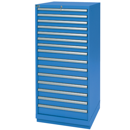 Armoires de rangement avec tiroirs, 15 tiroirs, 28-1/4" la x 28-1/2" p x 59-1/2" h, Bleu brillant Nassau Supply