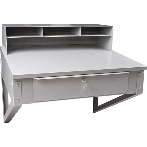 Wall-Mounted Shop Desk, 34-1/2" W x 28" D x 31" H, Grey Nassau Supply