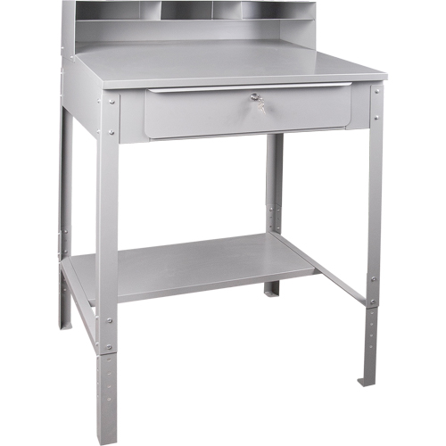 Open Floor Style Shop Desk, 34-1/2" W x 30" D x 53" H, Grey Nassau Supply