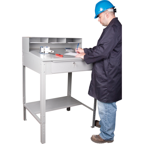 Open Floor Style Shop Desk, 34-1/2" W x 30" D x 53" H, Grey Nassau Supply