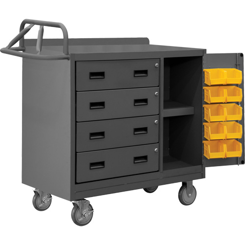 Armoire d'&eacute;tabli mobile avec bacs, Acier Surface Nassau Supply