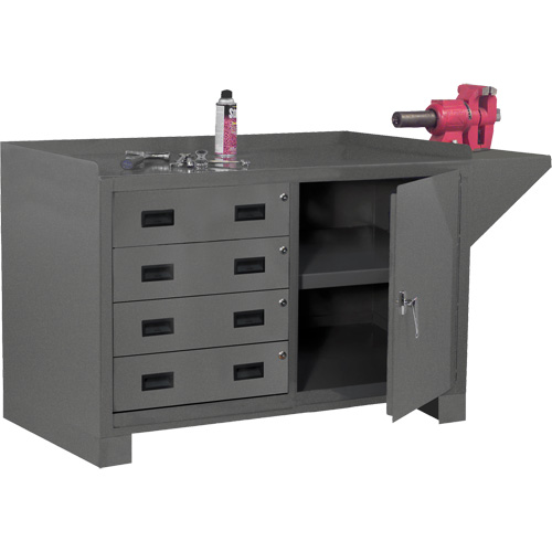 Stationary Workstation, Steel Surface, 60-1/8" W x 24-1/4" D x 36-1/4" H Nassau Supply