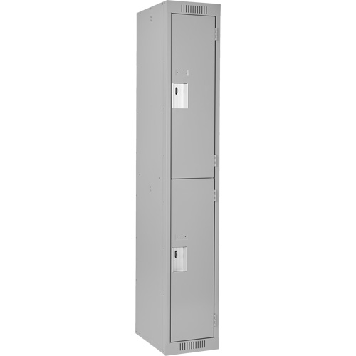 Casiers Clean Line, 2 niveaux, 12" x 18" x 72", Acier, Gris, Rivet (assembl&eacute;) Nassau Supply