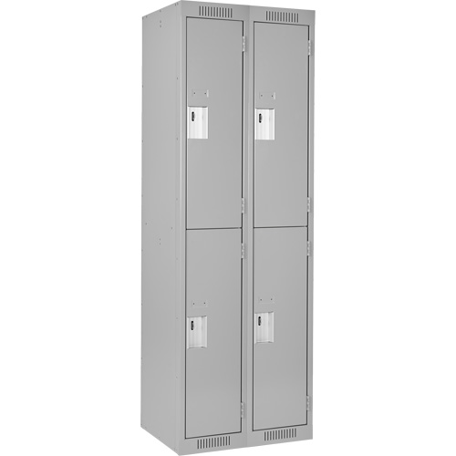 Clean Line Lockers, 2 -tier, Bank of 2, 24" x 18" x 72", Steel, Grey, Rivet (Assembled) Nassau Supply