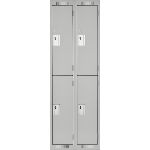 Clean Line Lockers, 2 -tier, Bank of 2, 24" x 18" x 72", Steel, Grey, Rivet (Assembled) Nassau Supply