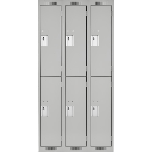 Clean Line Lockers, 2 -tier, Bank of 3, 36" x 18" x 72", Steel, Grey, Rivet (Assembled) Nassau Supply