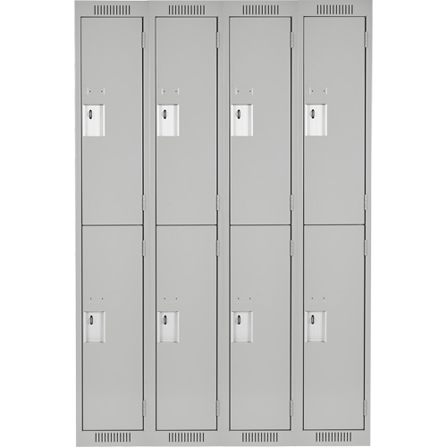 Clean Line Lockers, 2 -tier, Bank of 4, 48" x 18" x 72", Steel, Grey, Rivet (Assembled) Nassau Supply
