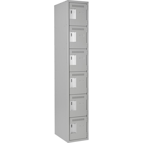 Petits casiers Clean Line, 6 niveaux, 12" x 18" x 72", Acier, Gris, Rivet (assembl&eacute;) Nassau Supply
