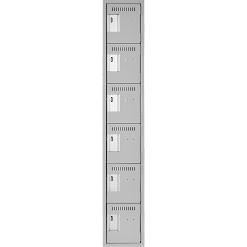 Petits casiers Clean Line, 6 niveaux, 12" x 18" x 72", Acier, Gris, Rivet (assembl&eacute;) Nassau Supply