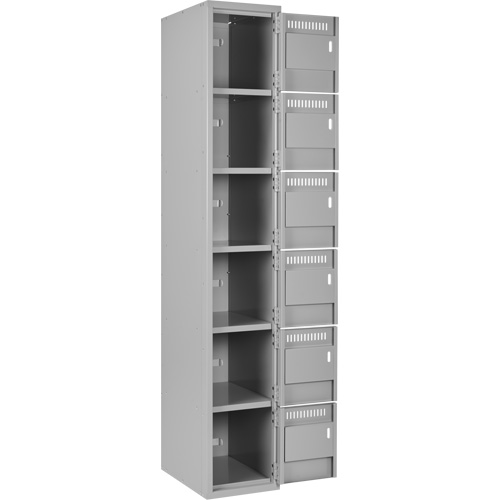 Clean Line Lockerettes, 6 -tier, Bank of 3, 36" x 18" x 72", Steel, Grey, Rivet (Assembled) Nassau Supply