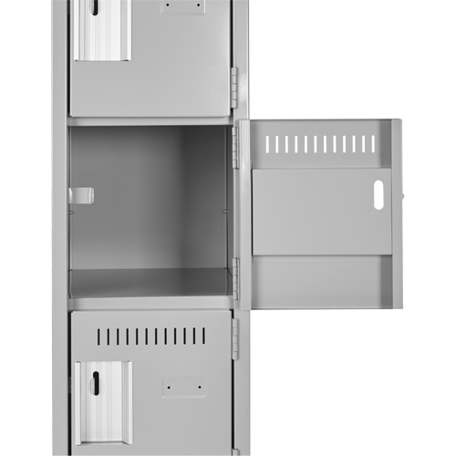 Clean Line Lockerette, 6 -tier, Bank of 4, 48" x 18" x 82", Steel, Charcoal, Rivet (Assembled) Nassau Supply