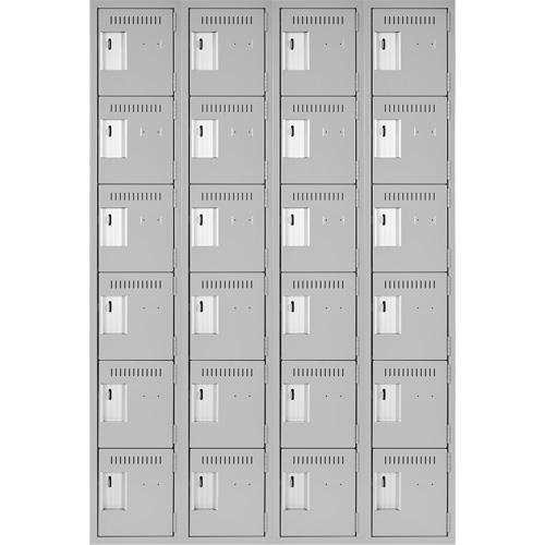 Clean Line Lockerettes, 6 -tier, Bank of 4, 48" x 18" x 72", Steel, Grey, Rivet (Assembled) Nassau Supply