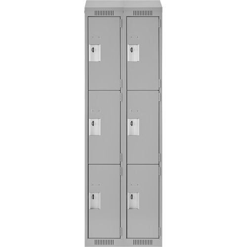 Clean Line Lockers, 3 -tier, Bank of 2, 24" x 18" x 78", Steel, Grey, Rivet (Assembled) Nassau Supply