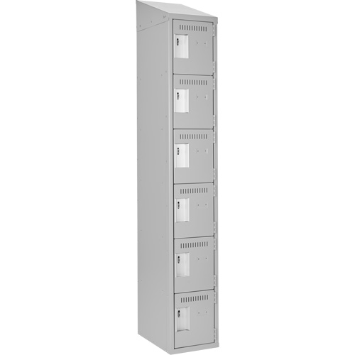 Petits casiers Clean Line, 6 niveaux, 12" x 18" x 78", Acier, Gris, Rivet (assembl&eacute;) Nassau Supply