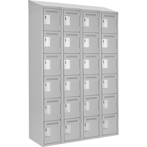 Clean Line Lockerette , 6 -tier, Bank of 4, 48" x 18" x 78", Steel, Grey, Rivet (Assembled) Nassau Supply