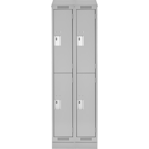 Clean Line Lockers, 2 -tier, Bank of 2, 24" x 18" x 82", Steel, Grey, Rivet (Assembled) Nassau Supply
