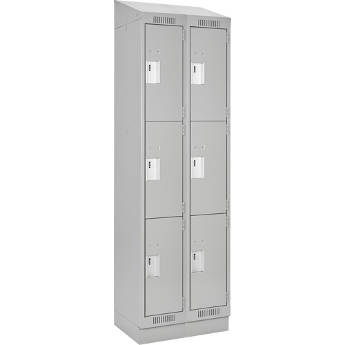 Clean Line Lockers, 3 -tier, Bank of 2, 24" x 18" x 82", Steel, Grey, Rivet (Assembled) Nassau Supply
