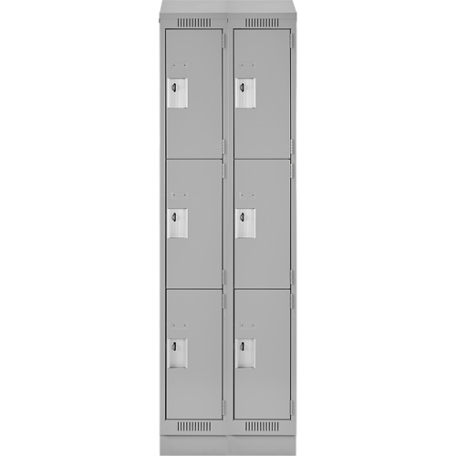 Clean Line Lockers, 3 -tier, Bank of 2, 24" x 18" x 82", Steel, Grey, Rivet (Assembled) Nassau Supply