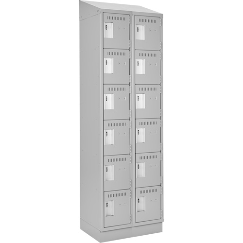 Clean Line Lockerette, 6 -tier, Bank of 2, 24" x 18" x 82", Steel, Grey, Rivet (Assembled) Nassau Supply