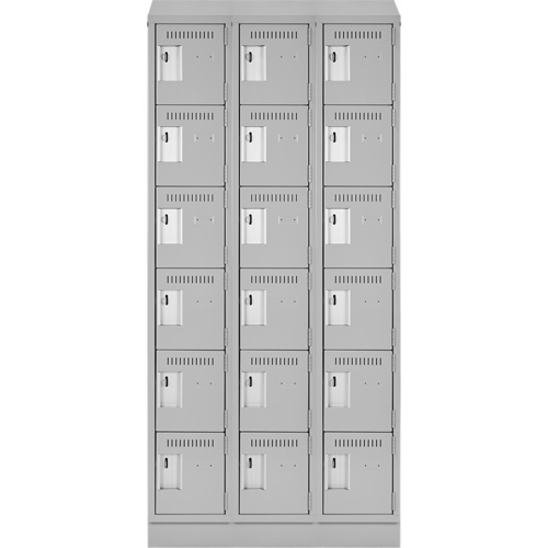 Clean Line Lockerette, 6 -tier, Bank of 3, 36" x 18" x 82", Steel, Grey, Rivet (Assembled) Nassau Supply