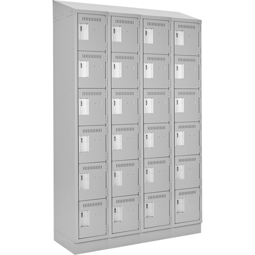 Clean Line Lockerette, 6 -tier, Bank of 4, 48" x 18" x 82", Steel, Grey, Rivet (Assembled) Nassau Supply