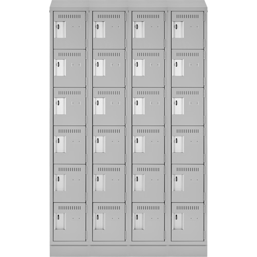 Clean Line Lockerette, 6 -tier, Bank of 4, 48" x 18" x 82", Steel, Grey, Rivet (Assembled) Nassau Supply