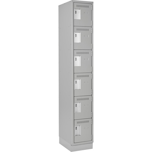 Clean Line Lockerette, 6 -tier, 12" x 18" x 76", Steel, Grey, Rivet (Assembled) Nassau Supply