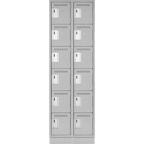 Clean Line Lockerette, 6 -tier, Bank of 2, 24" x 18" x 76", Steel, Grey, Rivet (Assembled) Nassau Supply