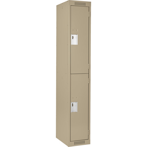Clean Line Lockers, 2 -tier, 12" x 18" x 72", Steel, Beige, Rivet (Assembled) Nassau Supply