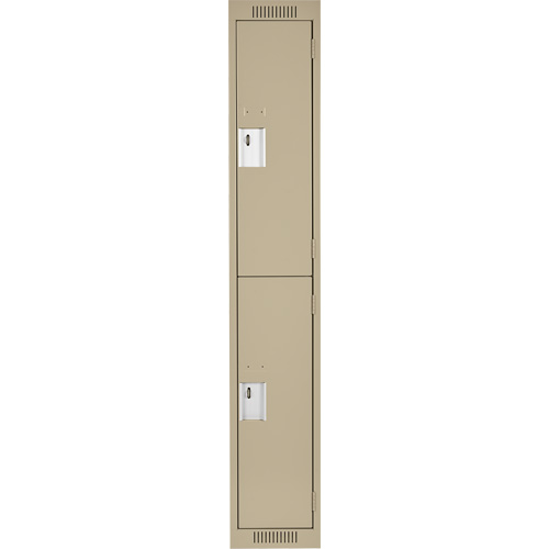 Clean Line Lockers, 2 -tier, 12" x 18" x 72", Steel, Beige, Rivet (Assembled) Nassau Supply