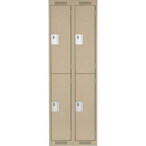 Casiers Clean Line, 2 niveaux, Bloc de 2, 24" x 18" x 72", Acier, Beige, Rivet (assembl&eacute;) Nassau Supply
