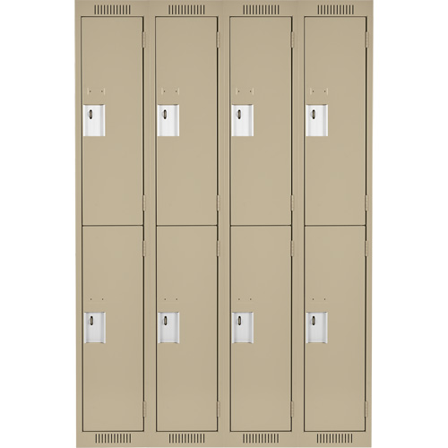 Clean Line Lockers, 2 -tier, Bank of 4, 48" x 18" x 72", Steel, Beige, Rivet (Assembled) Nassau Supply
