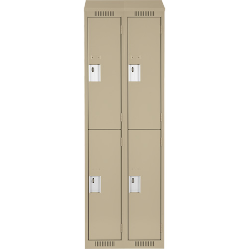 Clean Line Lockers, 2 -tier, Bank of 2, 24" x 18" x 78", Steel, Beige, Rivet (Assembled) Nassau Supply