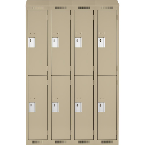 Clean Line Lockers, 2 -tier, Bank of 4, 48" x 18" x 78", Steel, Beige, Rivet (Assembled) Nassau Supply