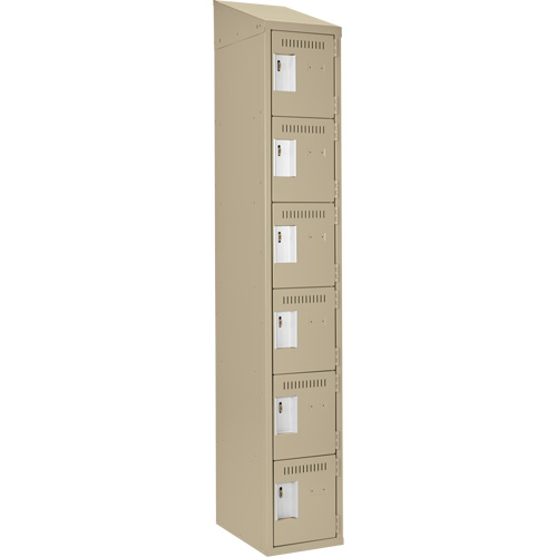 Petits casiers Clean Line, 6 niveaux, 12" x 18" x 78", Acier, Beige, Rivet (assembl&eacute;) Nassau Supply
