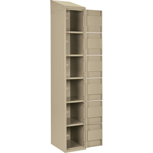 Clean Line Lockerette, 6 -tier, Bank of 3, 36" x 18" x 78", Steel, Beige, Rivet (Assembled) Nassau Supply