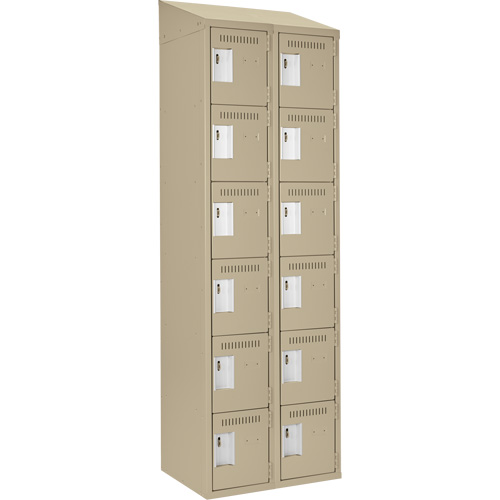 Clean Line Lockerette, 6 -tier, Bank of 2, 24" x 18" x 78", Steel, Beige, Rivet (Assembled) Nassau Supply