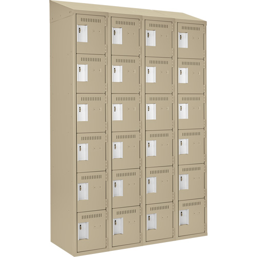 Clean Line Lockerette, 6 -tier, Bank of 4, 48" x 18" x 78", Steel, Beige, Rivet (Assembled) Nassau Supply