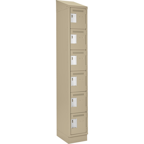 Clean Line Lockerette , 6 -tier, 12" x 18" x 82", Steel, Beige, Rivet (Assembled) Nassau Supply