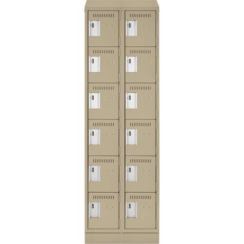 Clean Line Lockerette , 6 -tier, Bank of 2, 24" x 18" x 82", Steel, Beige, Rivet (Assembled) Nassau Supply