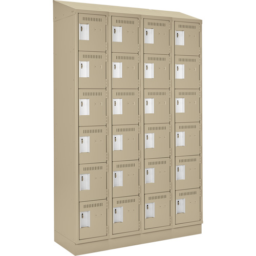 Clean Line Lockerette , 6 -tier, Bank of 4, 48" x 18" x 82", Steel, Beige, Rivet (Assembled) Nassau Supply