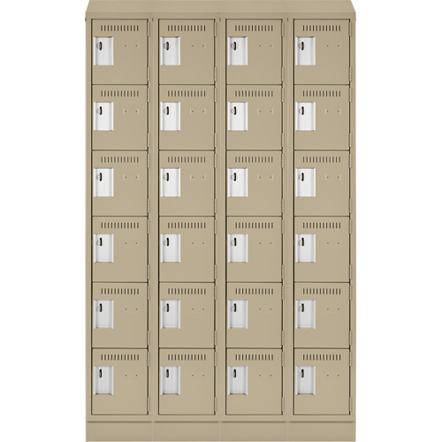 Clean Line Lockerette , 6 -tier, Bank of 4, 48" x 18" x 82", Steel, Beige, Rivet (Assembled) Nassau Supply