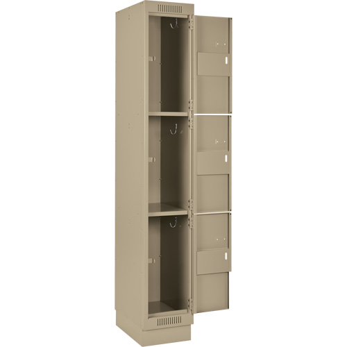Clean Line Lockers, 3 -tier, Bank of 4, 48" x 18" x 76", Steel, Beige, Rivet (Assembled) Nassau Supply