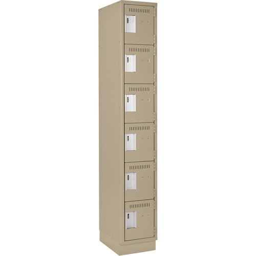 Clean Line Lockerette, 6 -tier, 12" x 18" x 76", Steel, Beige, Rivet (Assembled) Nassau Supply