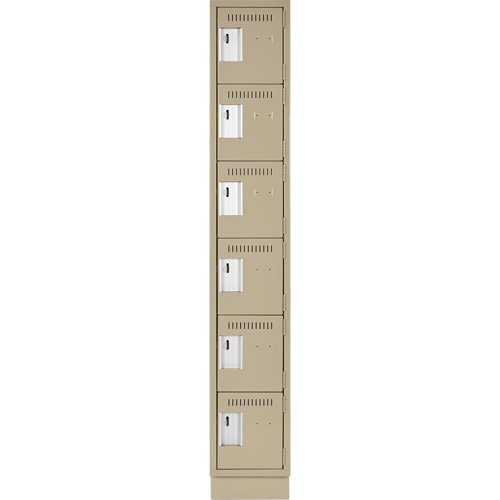 Clean Line Lockerette, 6 -tier, 12" x 18" x 76", Steel, Beige, Rivet (Assembled) Nassau Supply