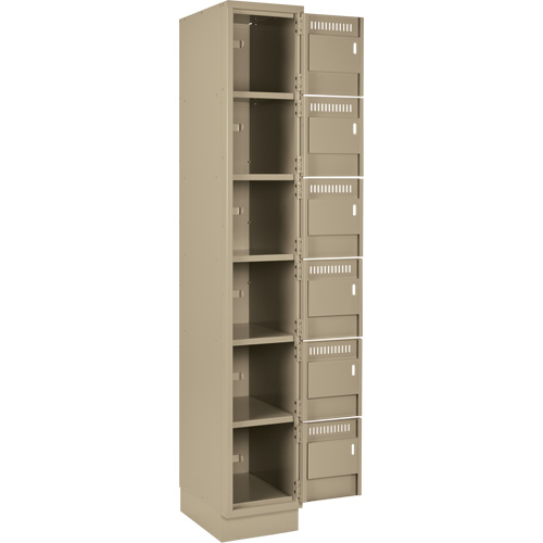 Clean Line Lockerette, 6 -tier, Bank of 4, 48" x 18" x 76", Steel, Beige, Rivet (Assembled) Nassau Supply