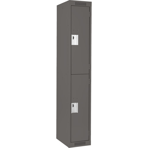 Clean Line Lockers, 2 -tier, 12" x 18" x 72", Steel, Charcoal, Rivet (Assembled) Nassau Supply