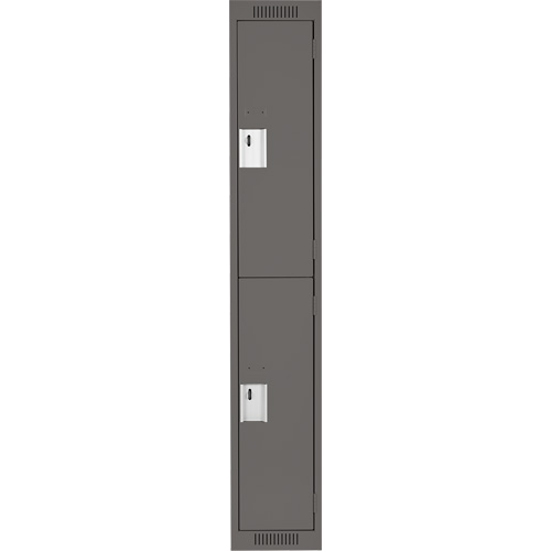 Clean Line Lockers, 2 -tier, 12" x 18" x 72", Steel, Charcoal, Rivet (Assembled) Nassau Supply