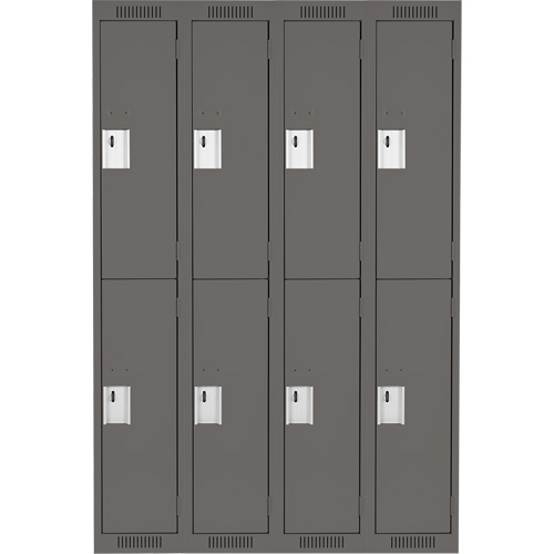 Clean Line Lockers, 2 -tier, Bank of 4, 48" x 18" x 72", Steel, Charcoal, Rivet (Assembled) Nassau Supply