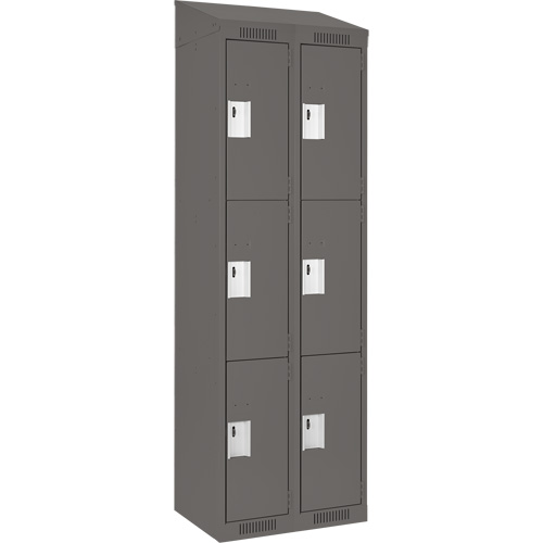 Casiers Clean Line, 3 niveaux, Bloc de 2, 24" x 18" x 78", Acier, Charbon, Rivet (assembl&eacute;) Nassau Supply